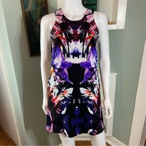 Askari Psychedelic Floral Sleeveless Mini Dress XSmall XS Colorful Trapeze XS